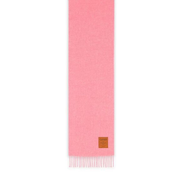 GANNI Accessories - Ganni Pink Virgin Wool Scarf Women